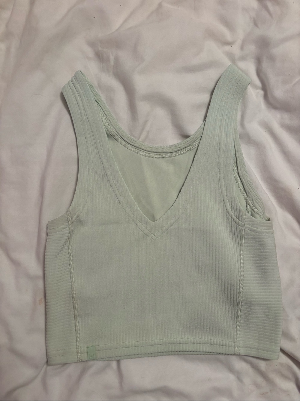 Lululemon Light Green Ribbed Cropped Tank - Picture 2 of 3